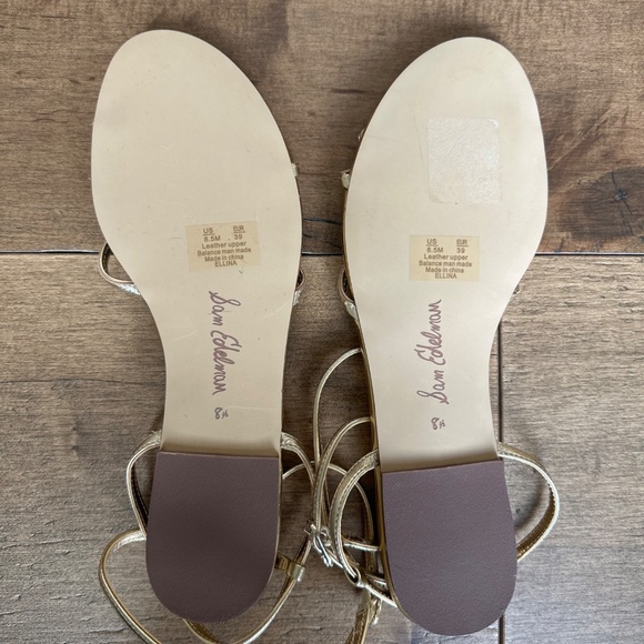 Sam Edelman Womens Ellina Gold Leather Strappy Flat Open Toe Sandal Sz 8.5 NEW - Picture 4 of 6